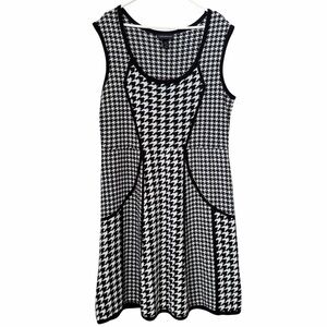 Lane Bryant Black White Houndstooth Sleeveless Sweater Dress Size 18/20